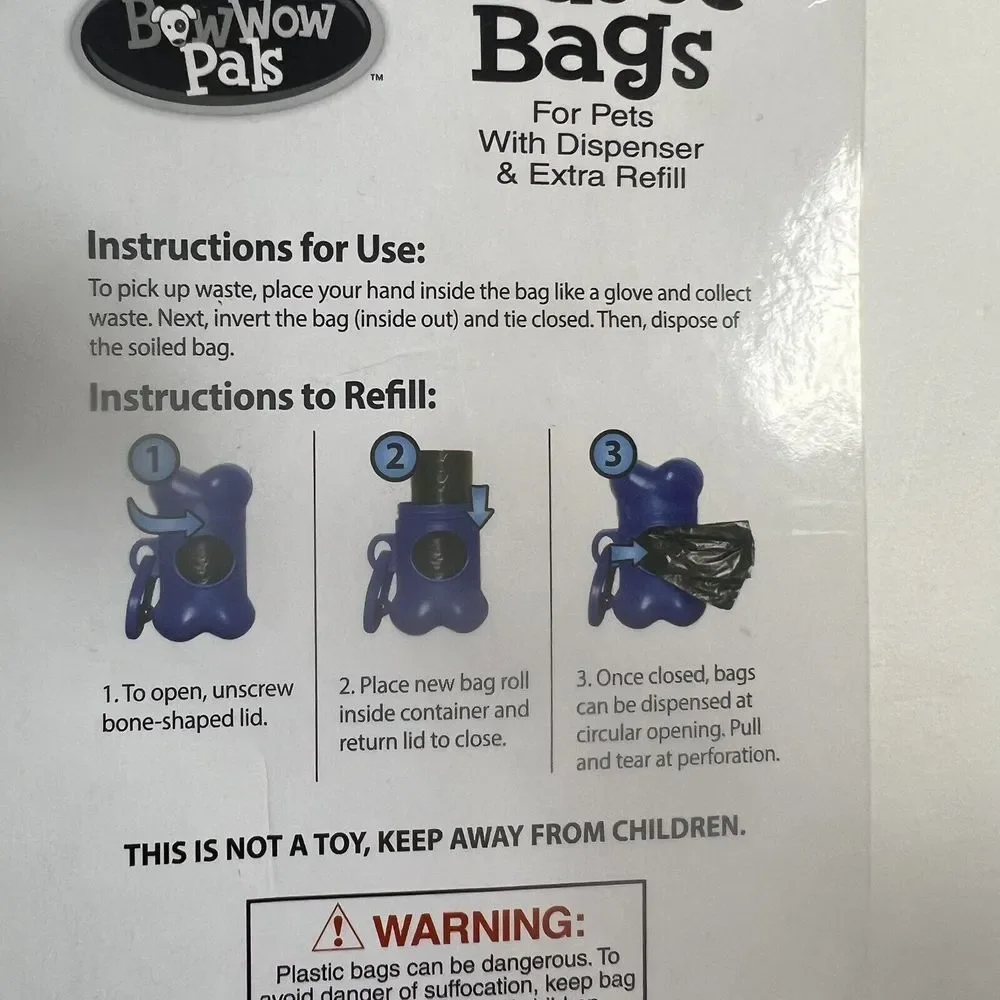 Doggie Bundle New Waste‎ Bags W/Dispenser, Collar & Chew Rope Ring W/Ball Toy